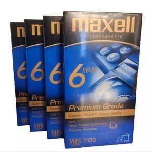 Maxwell Video Cassette 4 Pack  Premium Grade  6 Hours Sealed Blanks